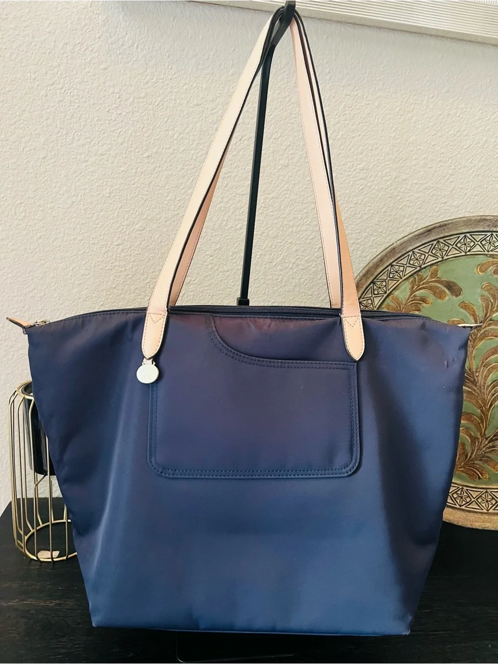RADLEY LONDON Navy Tote with Tan Straps